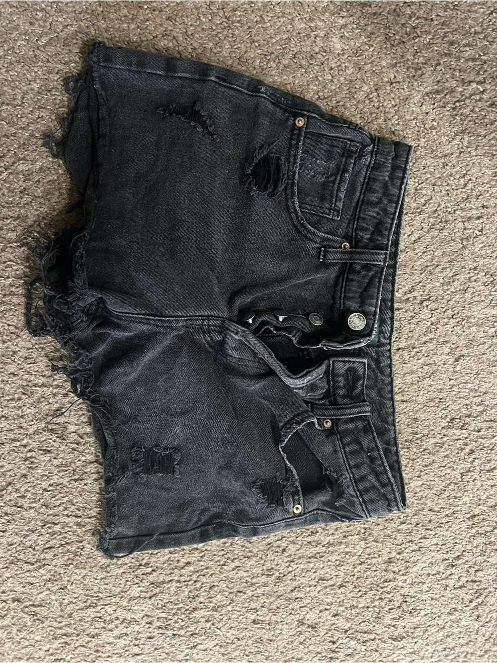 wild fable Black Distressed High-Rise Denim Shorts